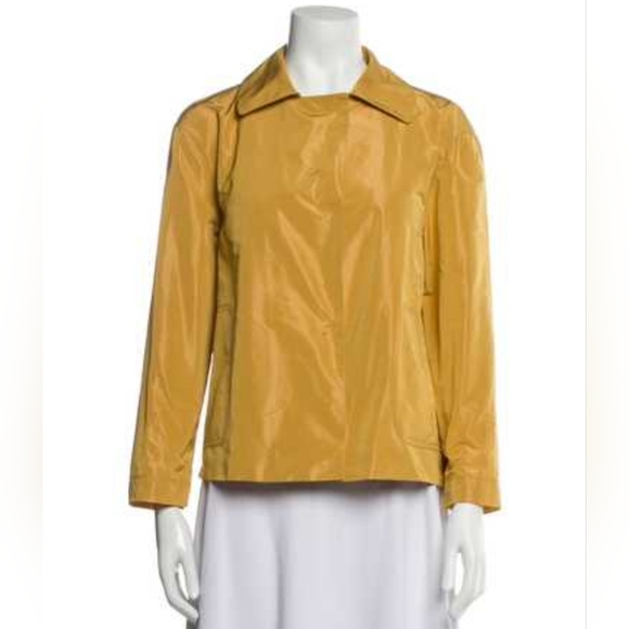Lafayette 148 New YORK Butter Gold Yellow Crop Rain Jacket Lg - Picture 8 of 8